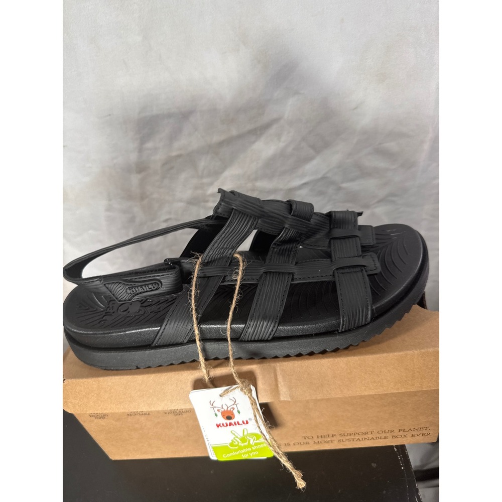 Kuailu Womens Fashion Sandals Black Strappy Slingback KW8L1 Size 11 NEW